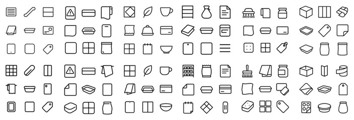 Fototapeta premium Retail and productivity vector symbols with grid book cup for mobile app design in clean vector art