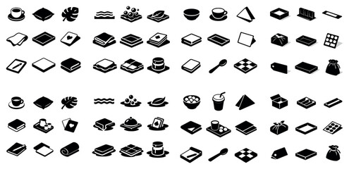 Obraz premium home and kitchen concept icons with cup, pillow and leaf for print design in solid monochrome style