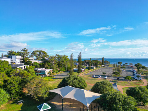 Sunny aerial view of Wellington Point Recreation Reserve QLD
