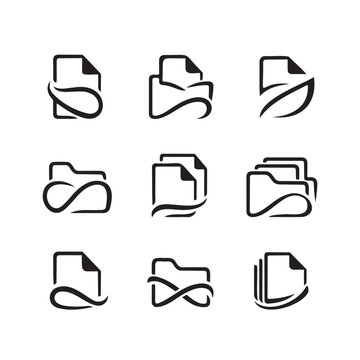 Elegant abstract Geomatric stylus black and white line art documents, fille vector icon set