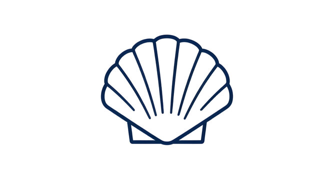 lineicon, scallopshell, seashell, linedrawing, outline, shell, ocean, beach, marine, coastal, nautical, sea, minimalist, vector, illustration, isolated, icon
