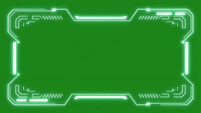 Futuristic green screen frame animation for video editing and motion graphics background