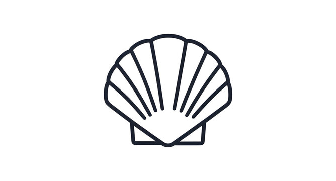 linedrawing, scallopshell, seashell, lineicon, outline, shell, ocean, beach, marine, coastal, nautical, sea, minimalist, vector, illustration, isolated, icon