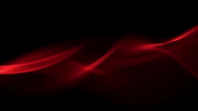 Dynamic abstract red glowing lines elegantly flow in smooth curves, creating a vibrant modern pattern against a deep black background