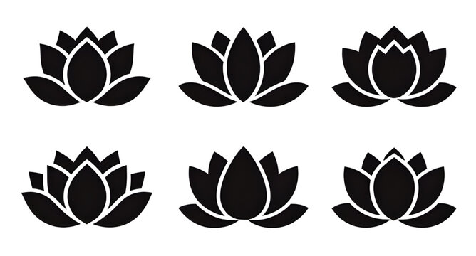 blacklotusicon, lotusicon, lotusflower, spiritual, sacred, meditation, buddhist, yoga, zen, enlightenment, purity, mindfulness, serenity, calm, nature, floral, flower, black, silhouette, lineicon, vec