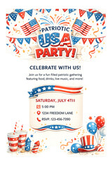 Obraz premium Patriotic USA party invitation design