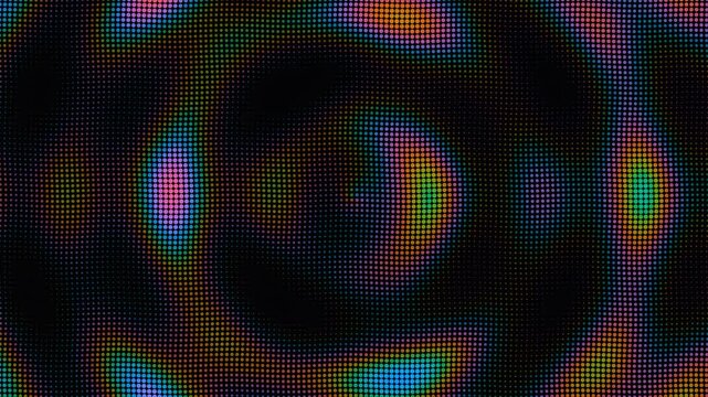 Abstract halftone dot pattern with shifting vibrant rainbow colors