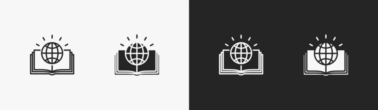 Set of scholarship icon in black and white collection