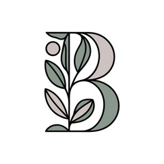 Letter b logo design with botanical leaf elements © MdBillal