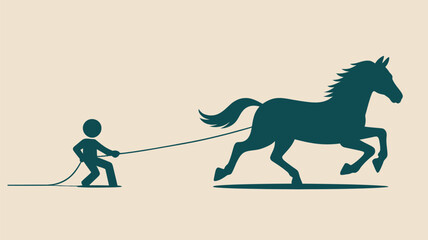 Man pulling horse with rope Vector, illustration © Mohammad Shahin