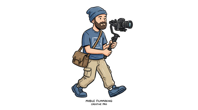 Illustration of a videographer with camera Modern Storyteller Event Videography