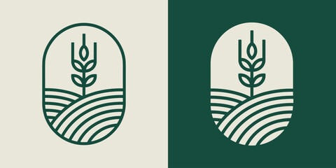 Fototapeta premium Minimalist wheat field logo design