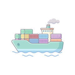 Fototapeta premium Shipping Container Ship Illustration - Transportation Concept