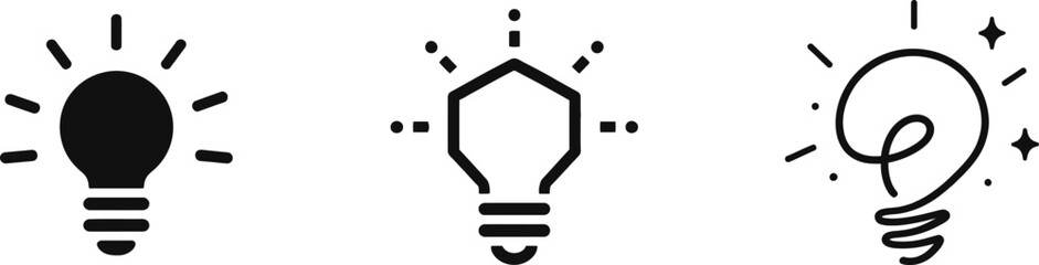 Light Bulb Icons Set, Creative Idea and Innovation Concept, Solution and Brainstorming Vector Illustration, Modern Startup Thinking and Business Inspiration Symbol Collection © Image Studio