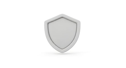 Obraz premium Minimalist white 3d shield icon for security and protection