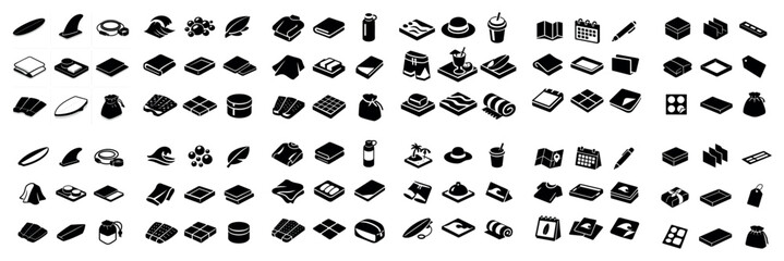 Fototapeta premium Education and reading design icons with book notebook and bottle for dashboard interface in bold vector art