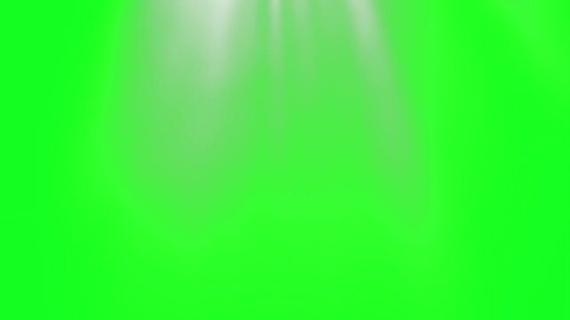 Top centered studio spotlight and downlight cone project across a green screen chroma key background. This high-quality visual effect asset is designed for premium cinematic video