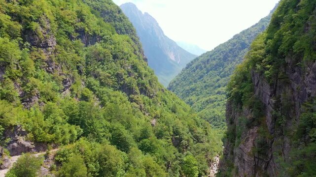 Deep canyons in the Albanian mountains