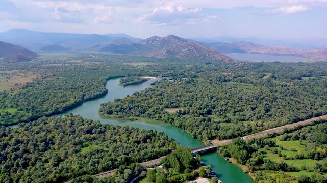 River Moraca and surrounding landscape in Montenegro