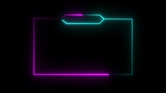 futuristic neon purple and orange gaming stream frame overlay with hud elements,live streaming neon text frame animation box frame neon frame live streaming game live Stream 4k video