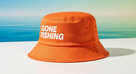 Fototapeta premium Orange bucket hat with 
