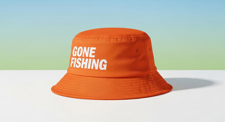 Fototapeta premium Orange bucket hat with 