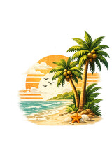 Fototapeta premium The Beach Tropical sunset with palm trees