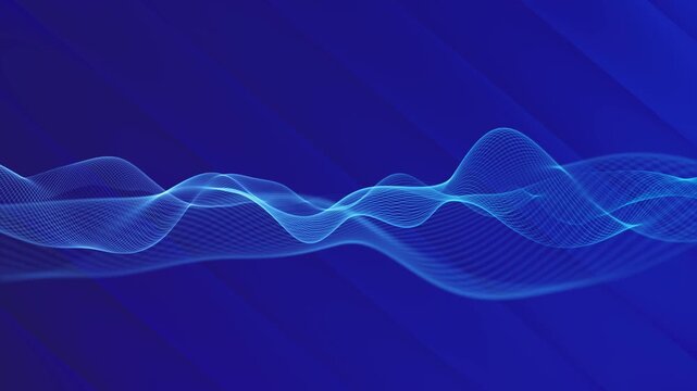 digital wave flowing across blue gradient background abstract motion technology
