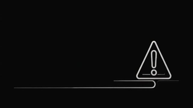 minimalist animated warning sign with exclamation point on a black background