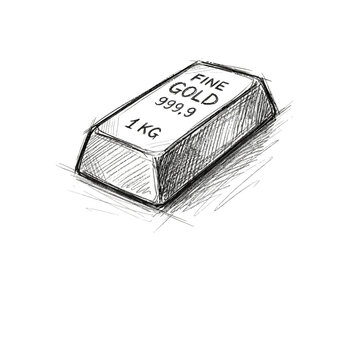 Gold Bar Sketch Illustration
