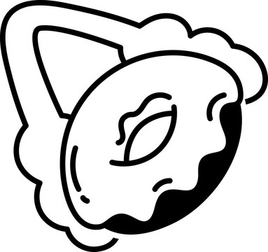 cute pastry tong holding sweeten donut hand drawn bakery and pastry line illustration