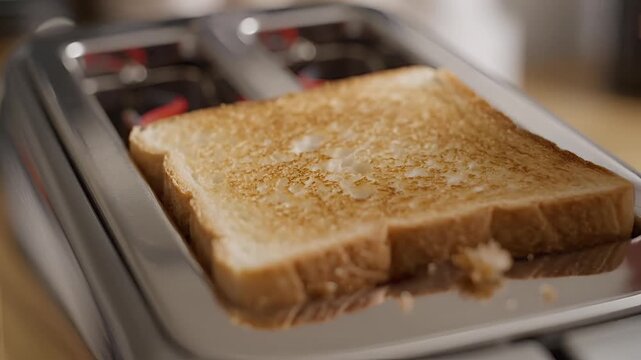 Closeup of a toaster heating up and toasting bread.