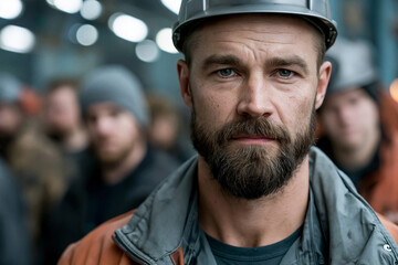 Obraz premium Bearded man in work attire at event
