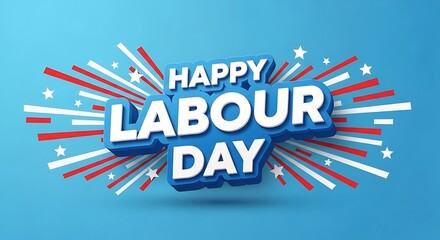 Obraz premium Happy labour day banner with patriotic stars and stripes