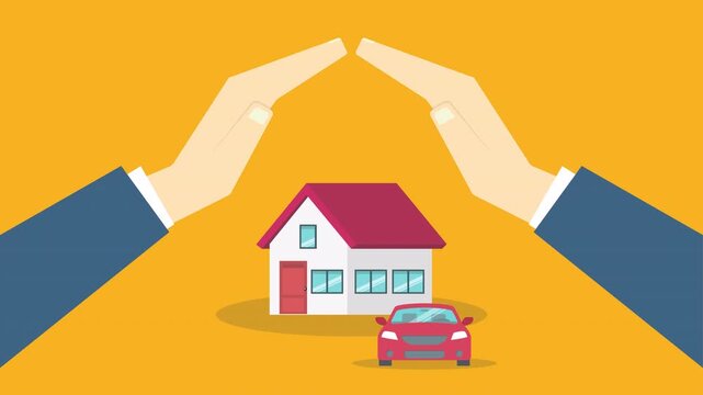 Home And Vehicle Insurance Protection Concept Animation Background