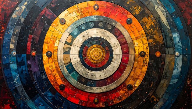 Vibrant concentric circle art design pattern.