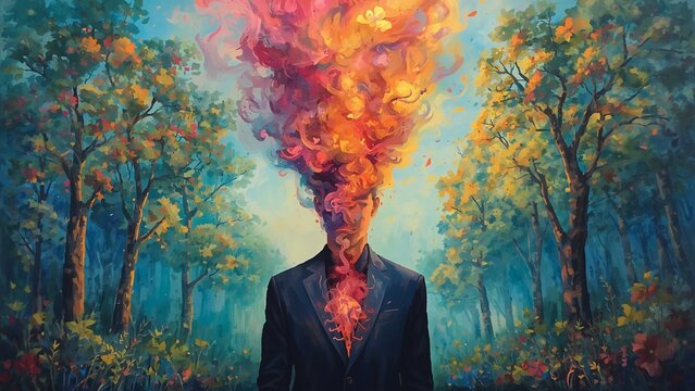 Emotions represented as colored smoke escaping from a person&rsquo;s chest