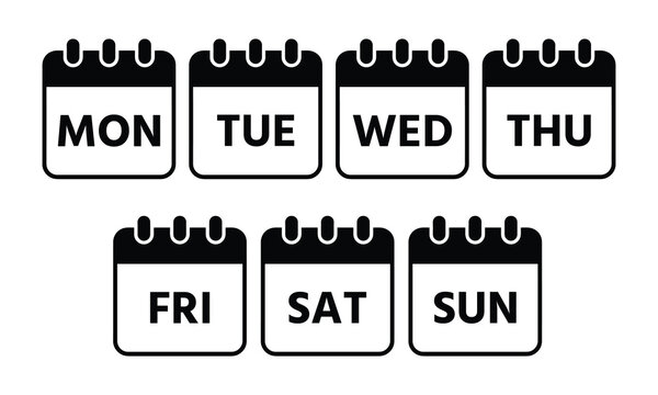 Minimalist weekly calendar days icon set