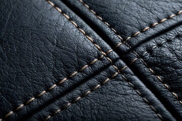 Obraz premium Black leather surface showing detailed stitching texture