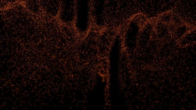 Abstract brown particle flow in dark background with dynamic movement