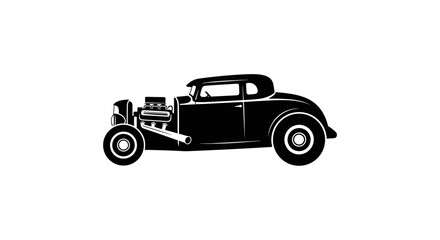 Obraz premium Classic Black Hot Rod Coupe Silhouette.