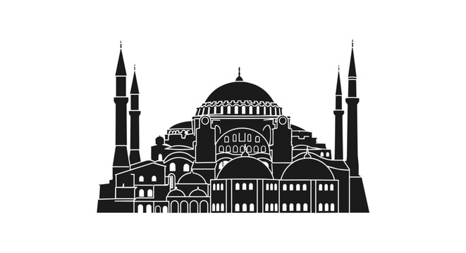 Hagia Sophia Mosque Silhouette Landmark Istanbul Turkey.