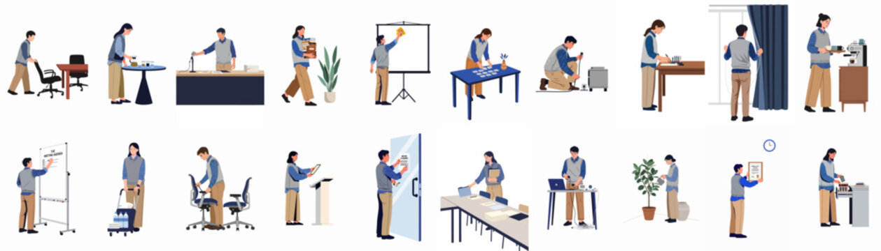 Illustrations of teenagers and young adults using smartphones in diverse daily situations, depicting modern digital obsession and social media connectivity in a minimalist style.