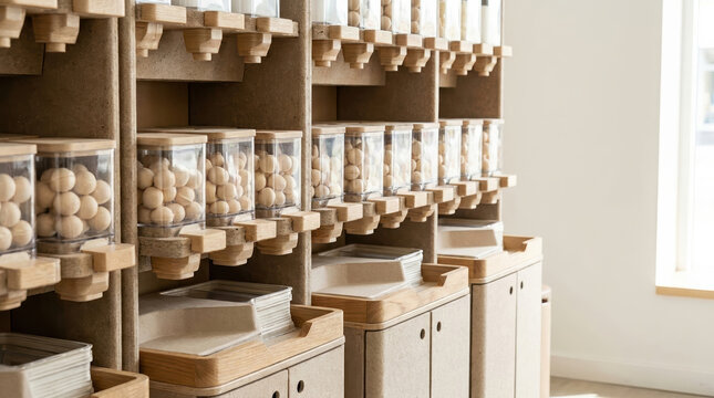 Sustainable packaging design sustainable packaging design in wooden storage cabinet with neutral interior and natural product display