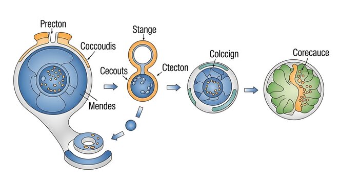 Microscopic view of cell division stages in biology.