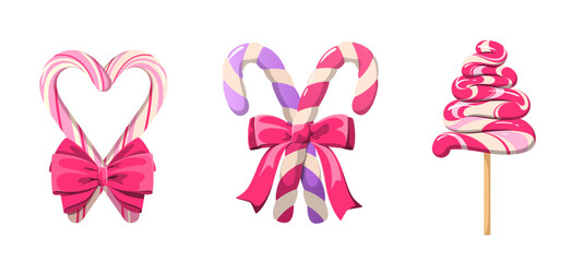 Fototapeta premium A collection of sweet candy on a white background. Vector set. 