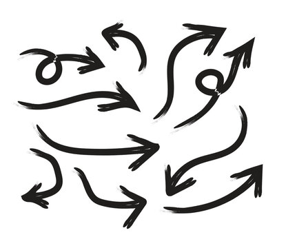 Set of Hand drawn vector arrows doodle on white background. design element vector illustration.
