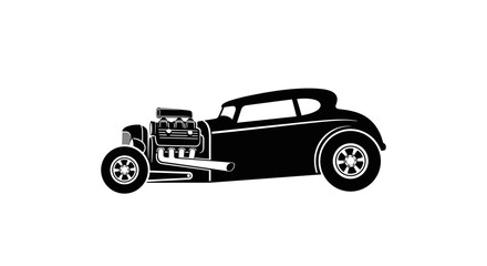 Fototapeta premium Classic Hot Rod Car Silhouette.