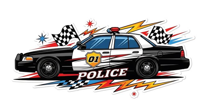 Hot Wheels police car toy with American flag design.