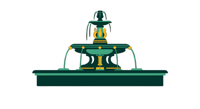 Decorative Multitiered Fountain with Flowing Water Streams.